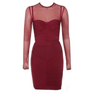 House of CB Noelle Wine Bandage Mesh Dress Size XS NWT